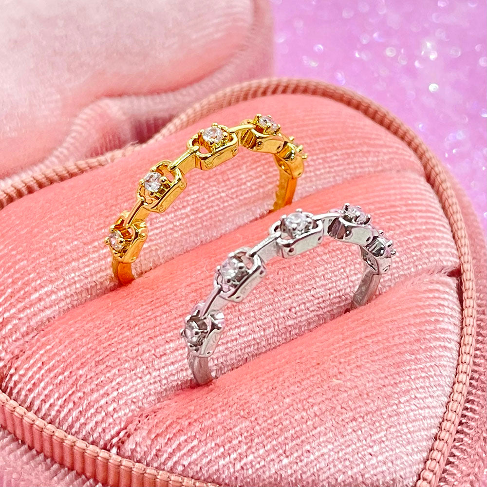 Fashion Brass Cheap Jewelry Small Band Cute 18k Gold Plated Cubic Zirconia Adjustable Rings for Girls Daily Wear