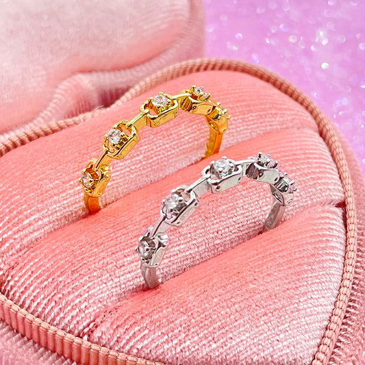 Fashion Brass Cheap Jewelry Small Band Cute 18k Gold Plated Cubic Zirconia Adjustable Rings for Girls Daily Wear