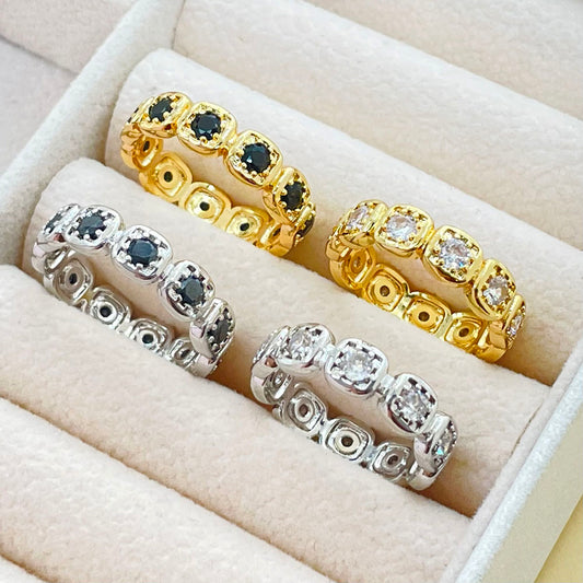Wholesale Customized Luxury Bling Style Rhodium Plated Pink Cubic Zircon Rings Jewelry Women