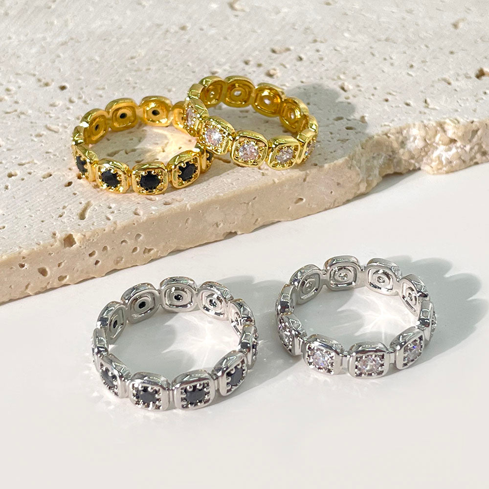 Wholesale Customized Luxury Bling Style Rhodium Plated Pink Cubic Zircon Rings Jewelry Women