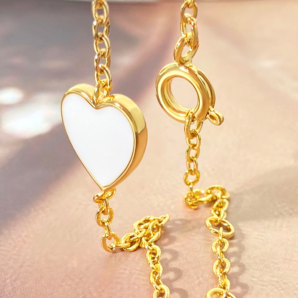 Wholesale Gold Silver Plated Bracelet Women Classic Heart Enamel Fashion Bracelet  price of 12 pieces