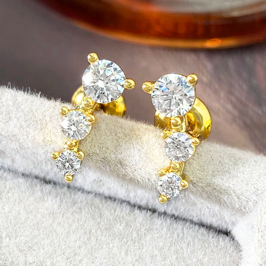 Wholesale Korean Fashion 18K Gold Plated Stud Earrings with Cubic Zircon Women Stud Earring price of 12 pieces