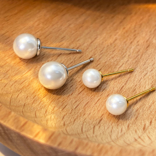 Elegant Vintage Baroque Pearl Jewelry Ear Stud 18k Gold Plated 7mm Pearl Stud Earrings price of 12 pieces