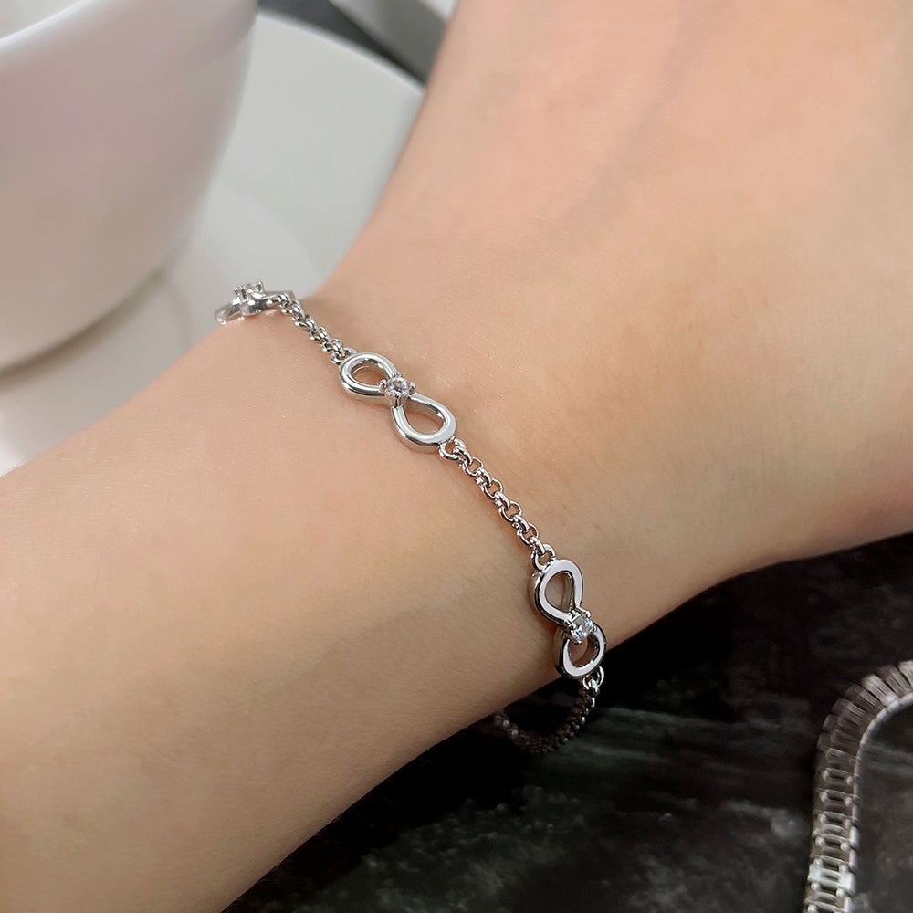 Jewelry Silver Color Adjustable Bracelet Gift Infinity Symbol Bracelet for Women  price of 12 pieces