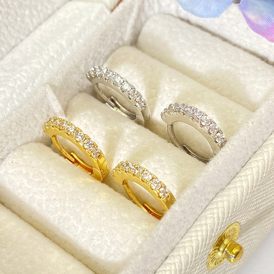 Fashion Jewelry Wholesale  18k Gold Plated Round Cubic Zirconia Huggie Hoop Earrings for Women price 12 pieces