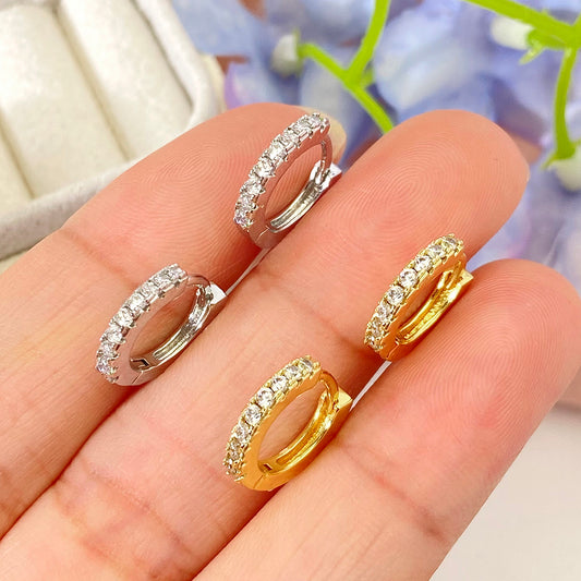 Fashion Jewelry Wholesale  18k Gold Plated Round Cubic Zirconia Huggie Hoop Earrings for Women price 12 pieces