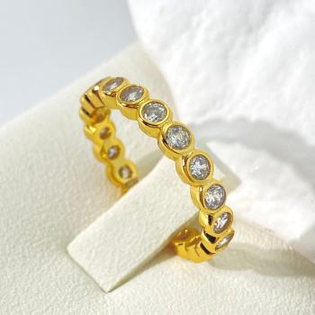 Girls Hot Sale Cz Colorful Stack Ring Bezel Setting Round Cubic Zirconia Trendy Gold Plated Rings for Women price of 12 pieces